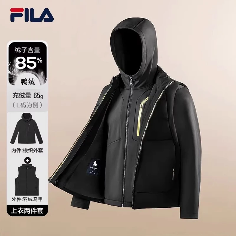 FILA斐乐男装【三合一羽绒外套】冬季款连帽保暖两件套F11M342912F