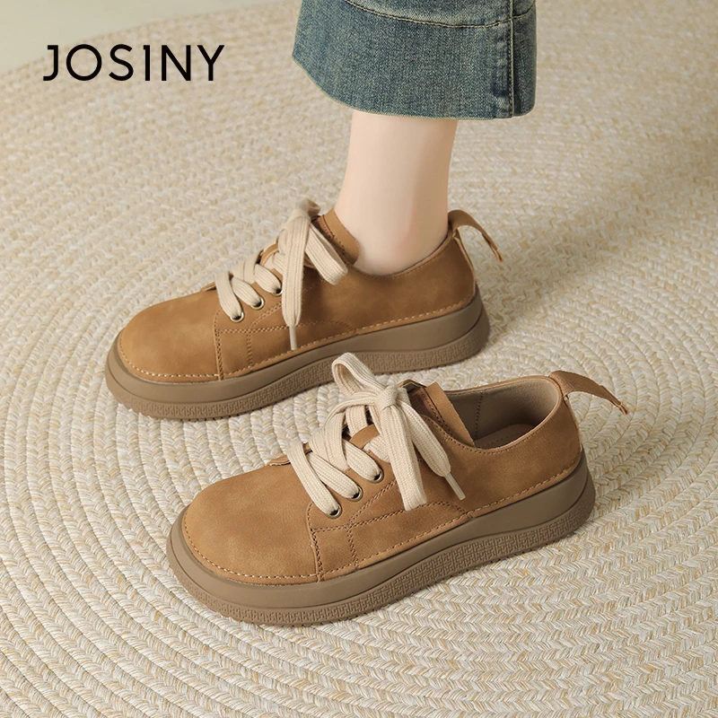 卓诗尼复古勃肯鞋女小皮鞋2024新款厚底休闲单鞋百搭圆头乐福鞋