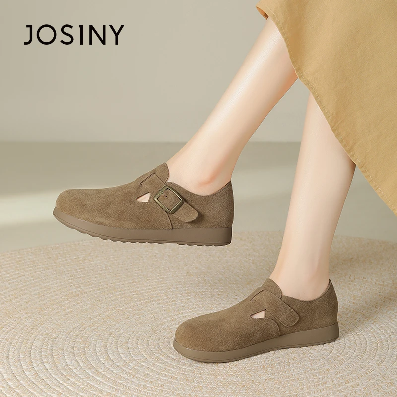 卓诗尼2025春季棕色厚底勃肯鞋女款时尚懒人鞋子休闲一脚蹬女鞋