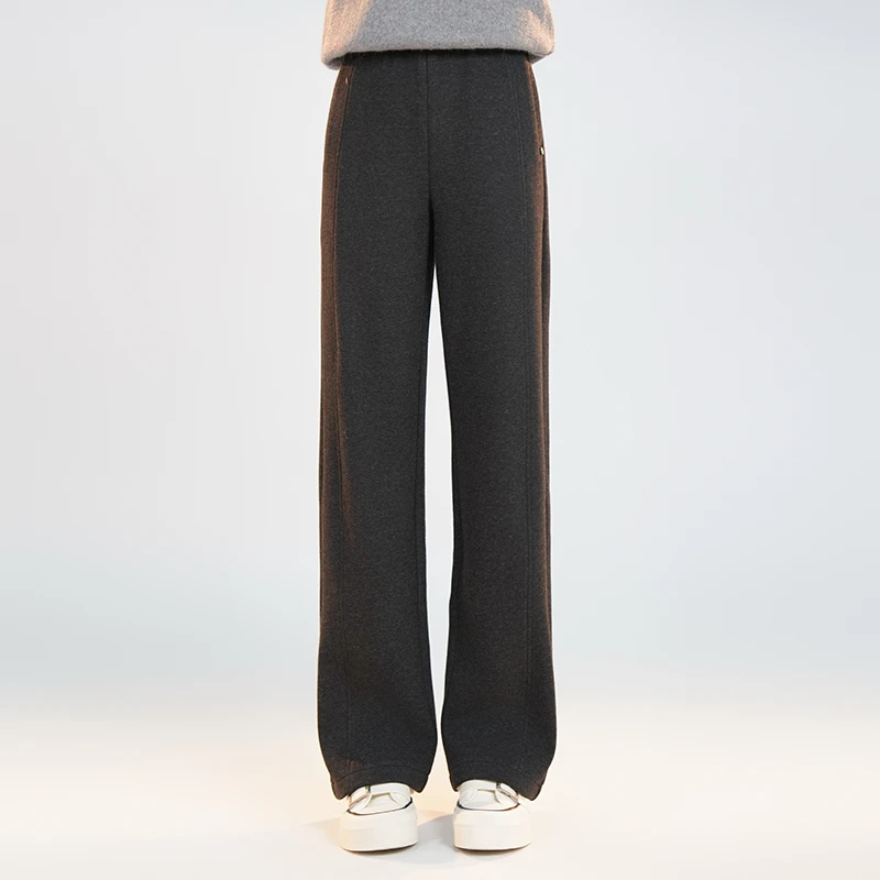 宿慕SUMU女款加绒弯刀阔腿裤 11-22冬季2024新款百搭休闲裤B69059