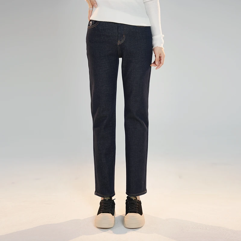 宿慕SUMU 女款加绒牛仔裤 11-8冬季2024新款时尚百搭牛仔裤A4505D