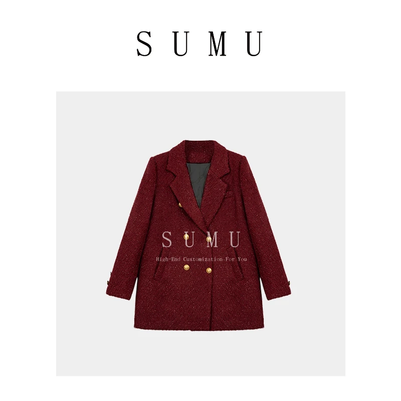 宿慕SUMU 鹅绒小香风西装外套 冬季2024新款气质鹅绒服38885