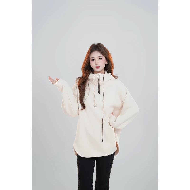 宿慕SUMU 女款加绒连帽卫衣 12-7冬季2024新款时尚百搭卫衣B1904O