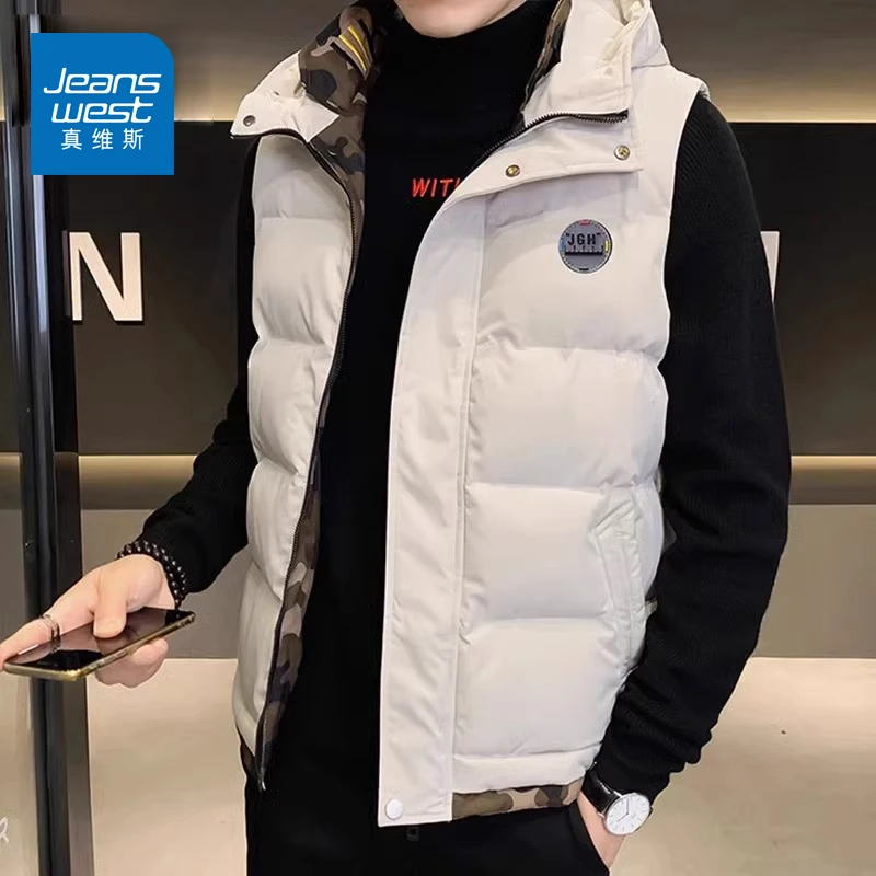 真维斯棉马甲男士秋冬季新款保暖外套加绒加厚棉衣外穿无袖马夹男