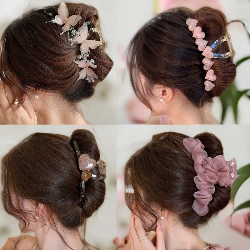 超仙蝴蝶大号盘发抓夹女2024马尾高级感简约后脑勺鲨鱼夹时尚韩式