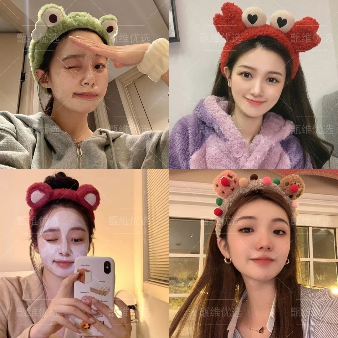 可爱毛绒小熊发箍女发带新款洗脸敷面膜头箍防滑发捆洋气发卡头饰