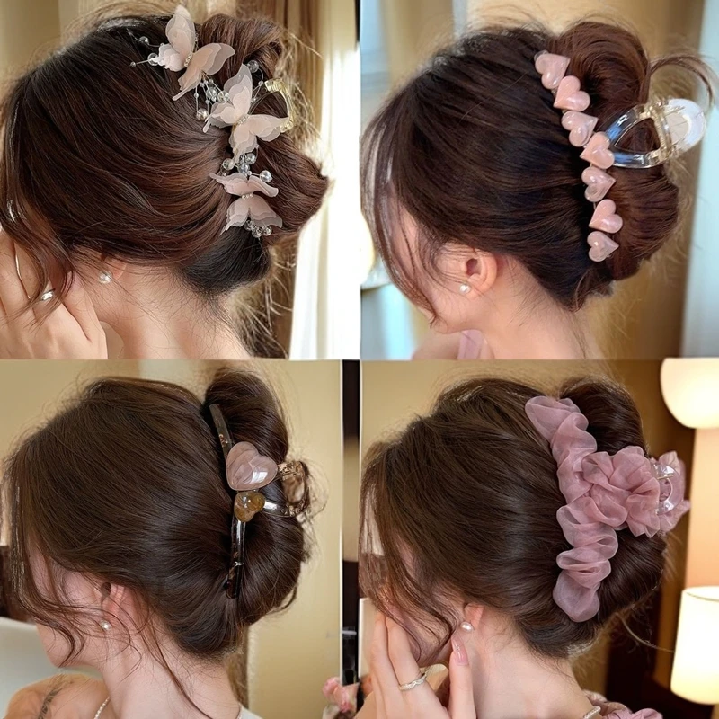 新款蝴蝶夹头发抓夹女大号甜美时尚发夹夹子头饰鲨鱼夹发饰上班族