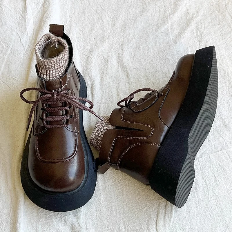 厚底马丁靴女英伦风2025年春秋新款时尚圆头百搭复古短靴大头棉鞋