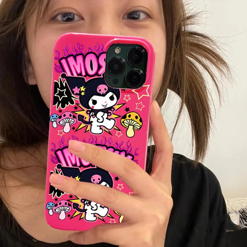 ins甜酷辣妹卡通苹果13手机壳8p适用iPhone12promax女11玫红xr软x