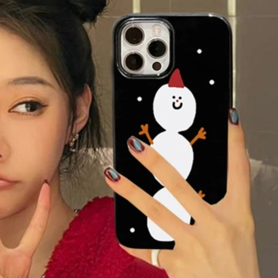 秋冬卡通雪人适用苹果15promax动漫手机壳iPhone14可爱趣味搞怪13
