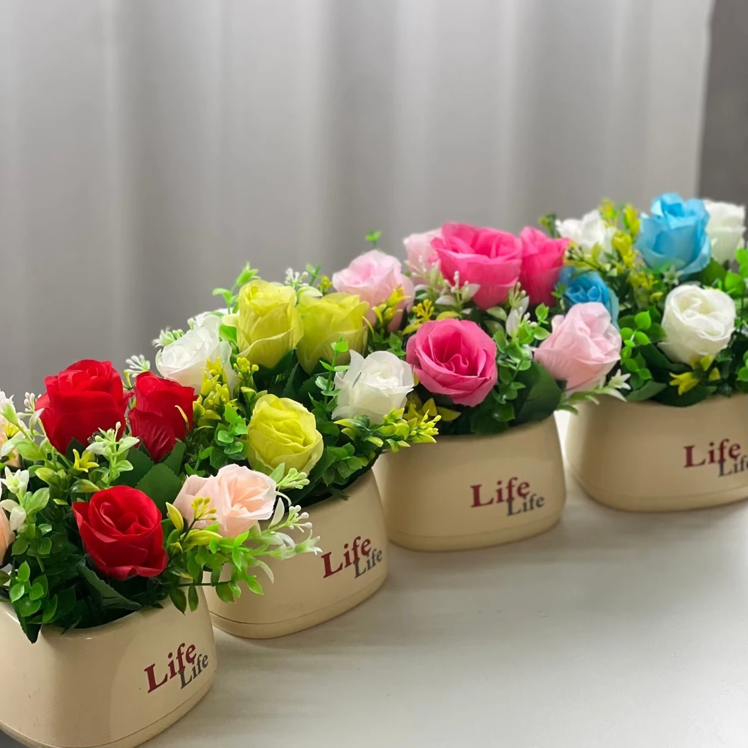 新款绢花假花干花塑料仿真花套装客厅家居装饰品餐桌摆件插花摆设