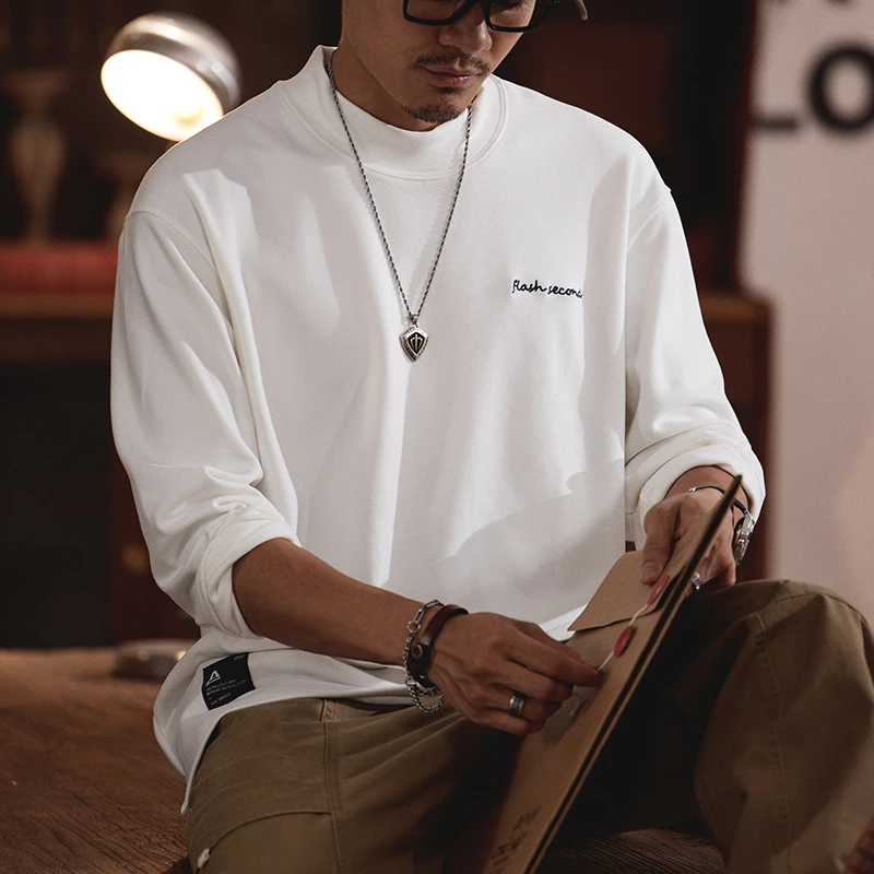 秋季t恤男士男装内搭休闲百搭潮流日系高考毕业季长袖白色简约ins