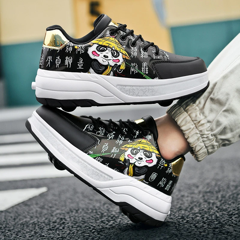 暴走鞋四轮成人大人男女儿童学生轮滑鞋飞行鞋双轮网红隐形溜冰鞋