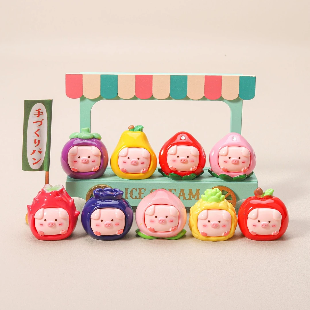 【双许愿+许愿九宫格+对对碰】实色水果小猪diy树脂桌面立体摆件