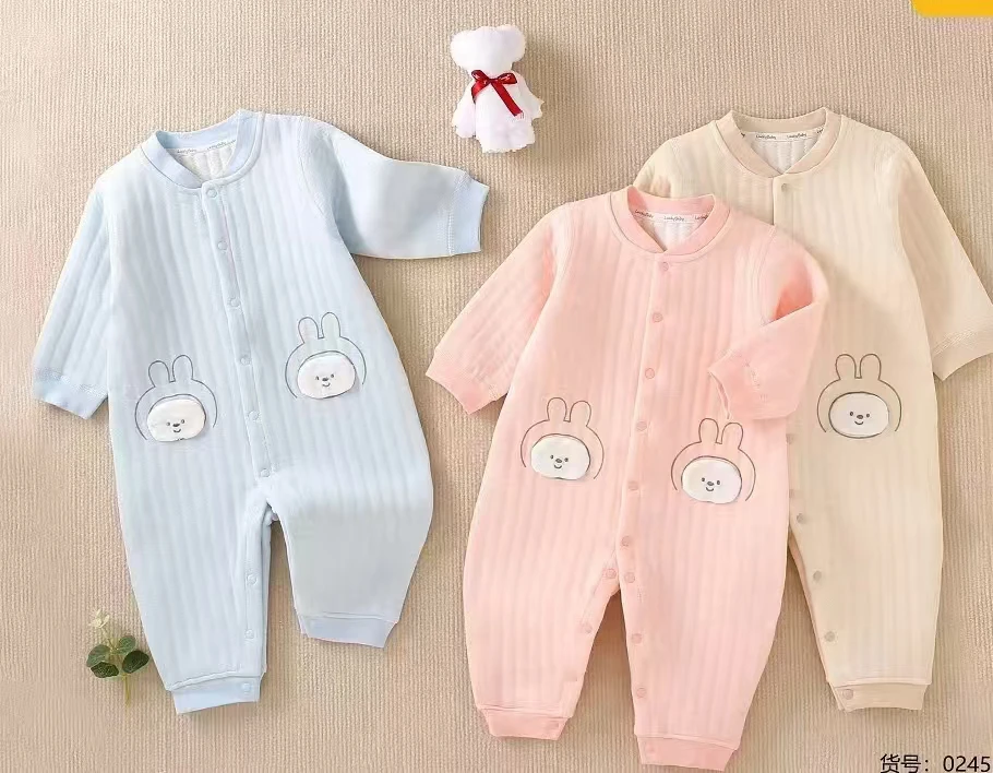 宝宝连体闭哈三保暖衣服空气层棉小薄棉秋冬幼儿长袖闭裆秋冬款