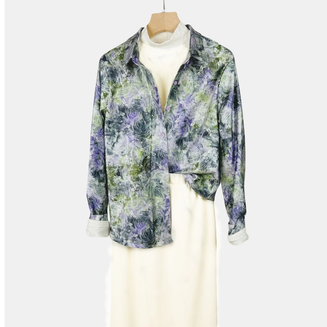 【雪尼尔-梦里看花】秋冬长袖新款显瘦加绒百搭衬衫上衣气质开衫