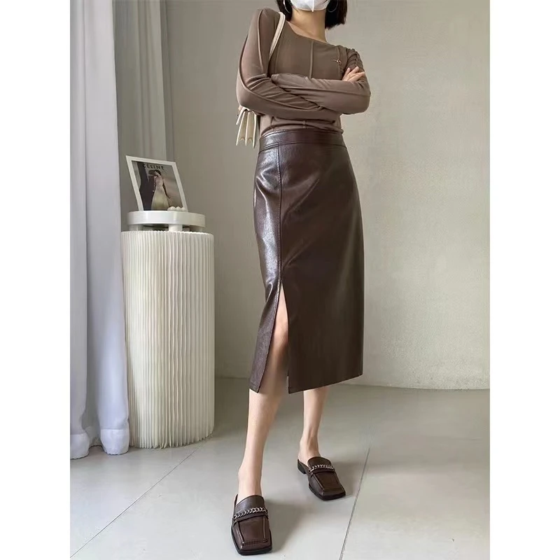 【秋季包臀裙半身裙】气质开叉复古秋冬高腰不规则显瘦时尚修身长款