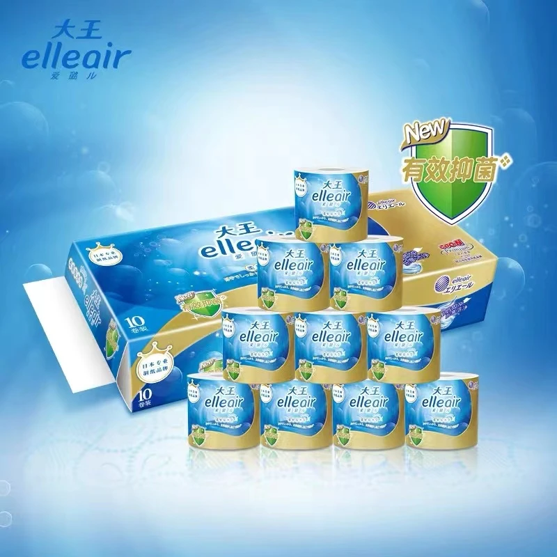 大王Elleair®蓝色压花抑菌卷筒4层卫生纸 30卷 冲水即溶 包邮
