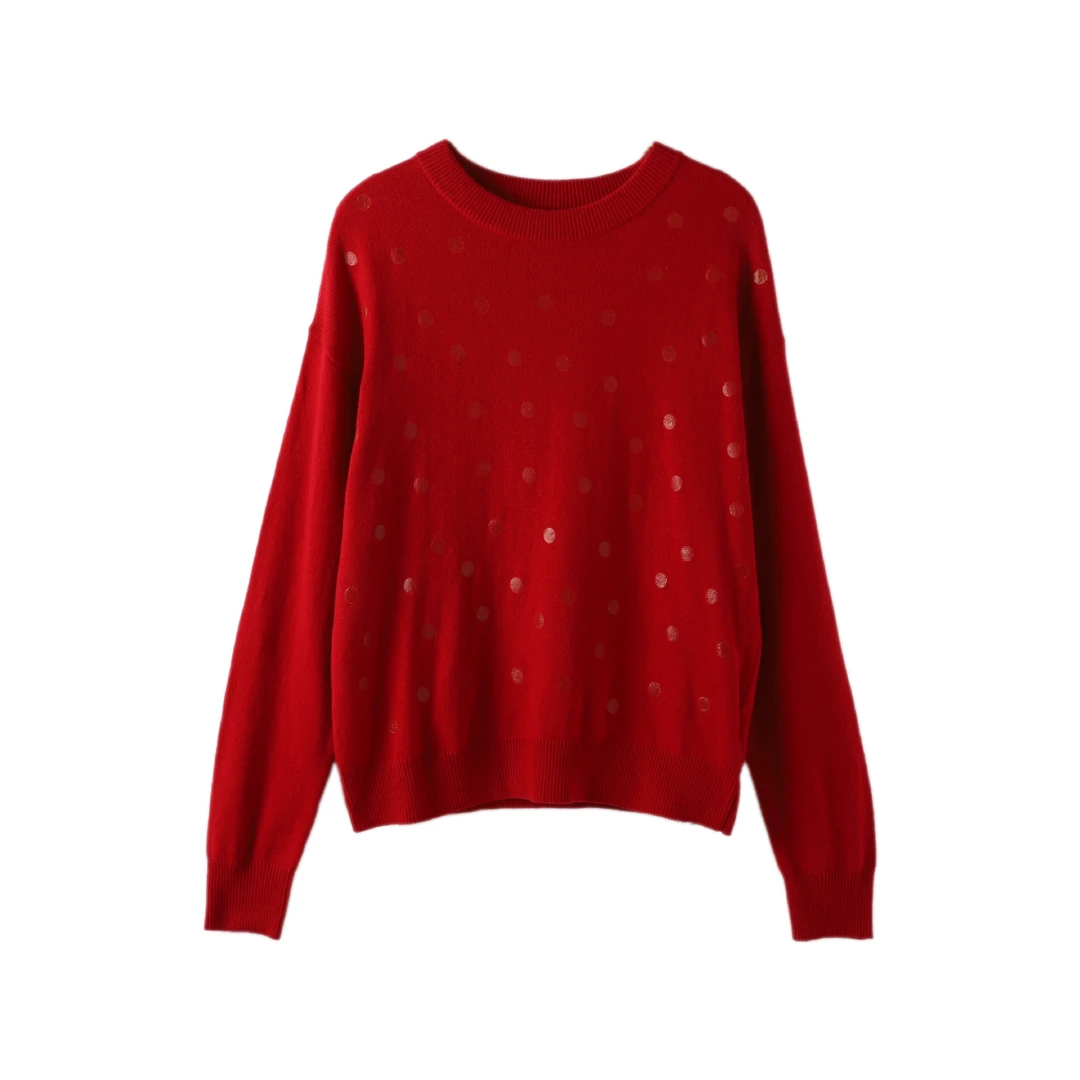 Y730127-工厂尾单-百搭圆领毛织衫上衣时尚气质套头休闲针织衫