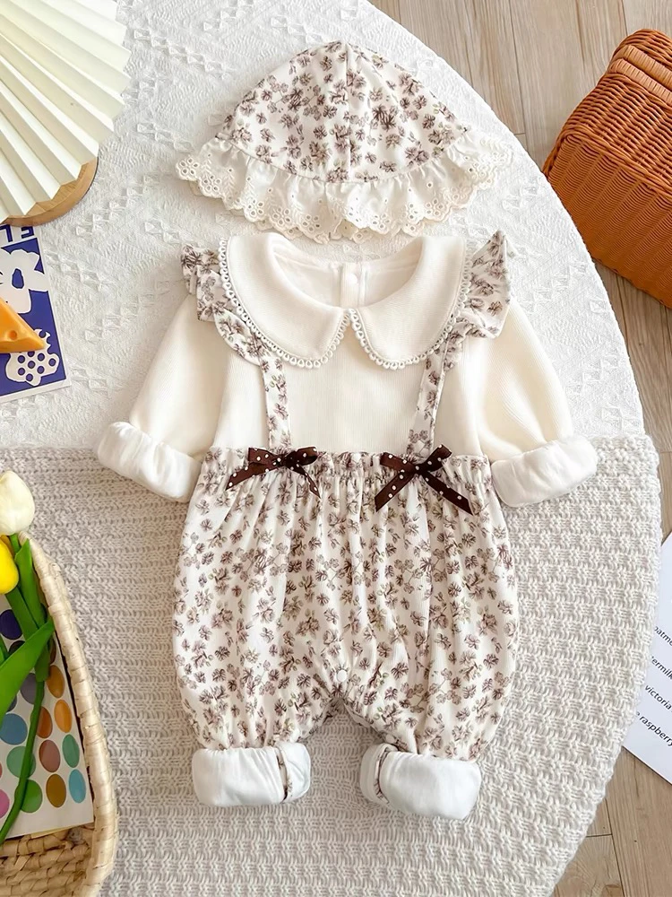 婴儿衣服公主百天哈衣新生儿连体衣满月宝宝长袖爬服春秋外出服