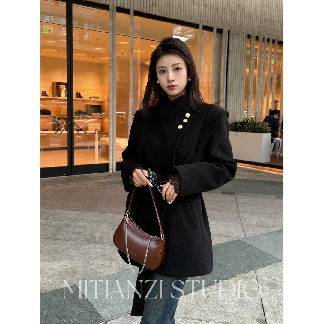 WAIHAN【迷恬子】冬季赫本黑色系带气质显瘦高级感羽绒外套MTZ2851