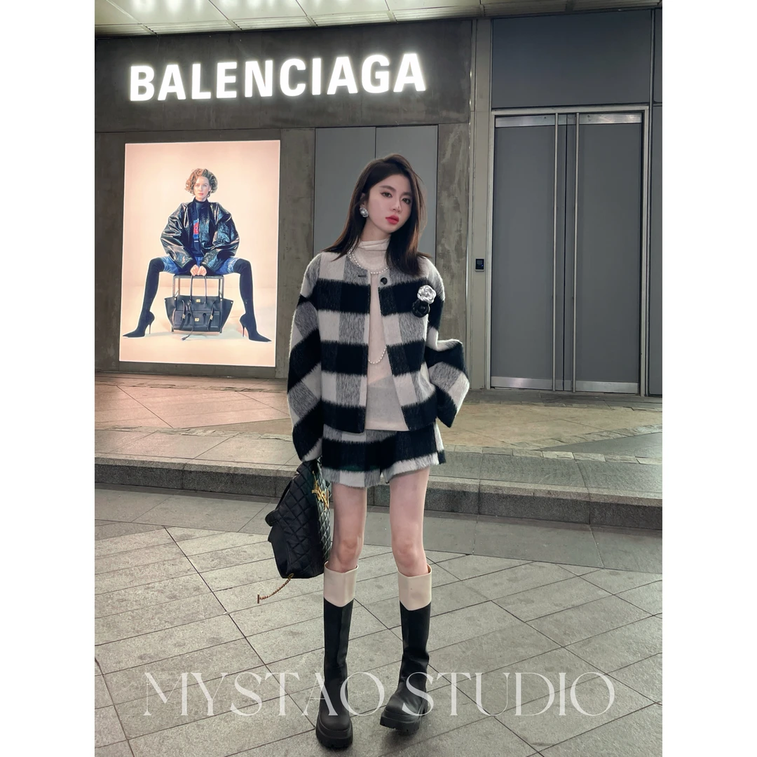 WAIHAN原创高定【COCO小姐】格纹复古小香外套短裤套装LM261001