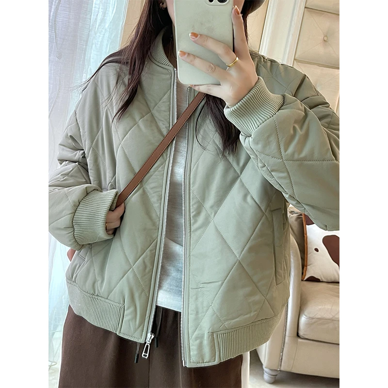 Lrosey/蓝若水大码女装冬季小个子保暖棉服菱格显瘦夹克外套1626