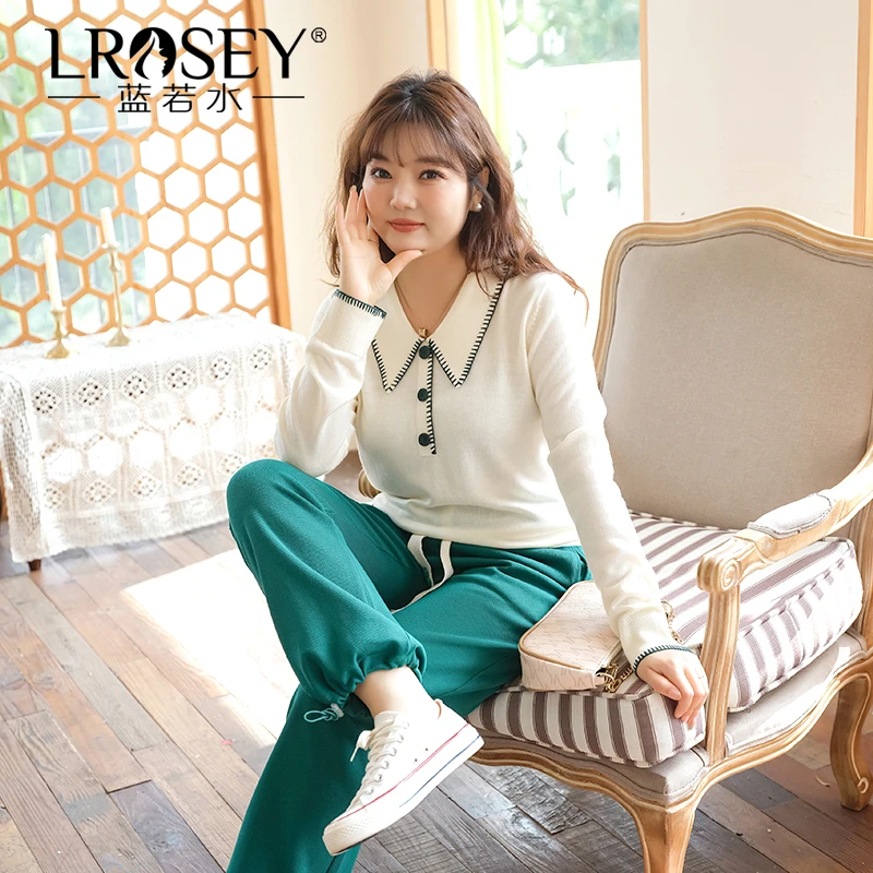 Lrosey/蓝若水大码女装POLO领针织衫显瘦打底毛衣83760【清】