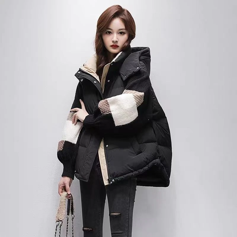 羽绒羽绒服女短款2023新款拼接爆款ins潮棉衣加厚秋冬天季