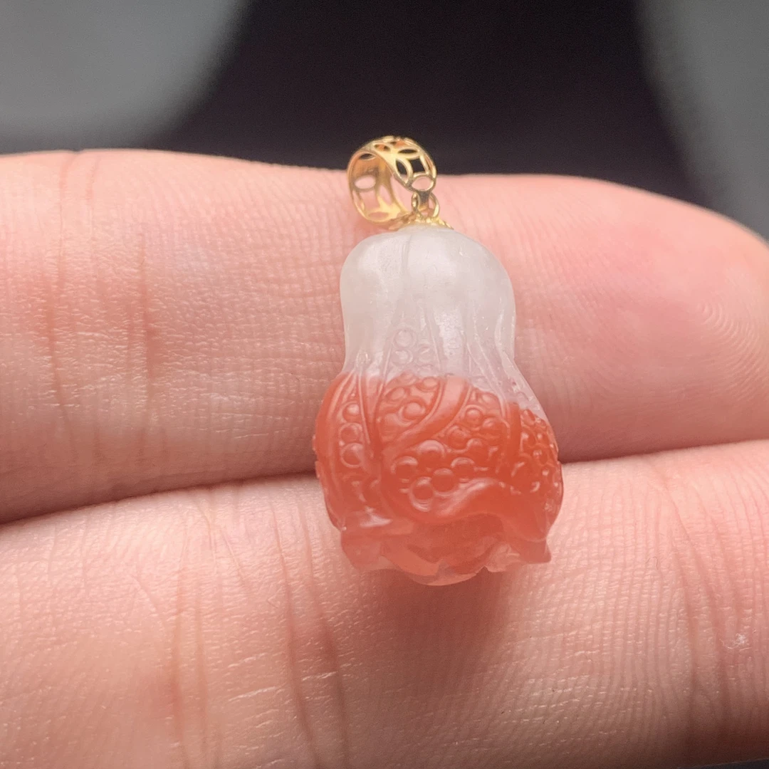 南红玛瑙白菜吊坠-1226025-PP （15*8mm）多样性发一