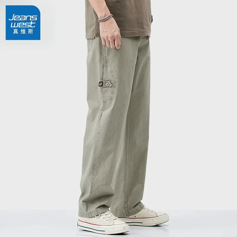真维斯2025秋冬新款日系纯棉直筒休闲裤男士百搭阔腿宽松长裤子男
