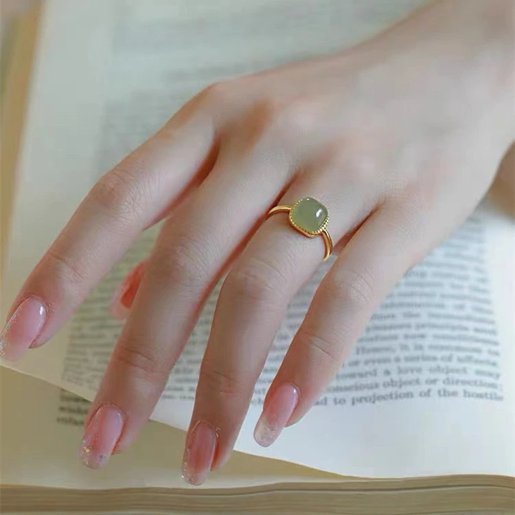 铜合金戒指 方糖戒指女复古中国风小众可调节开口显白网红食指环