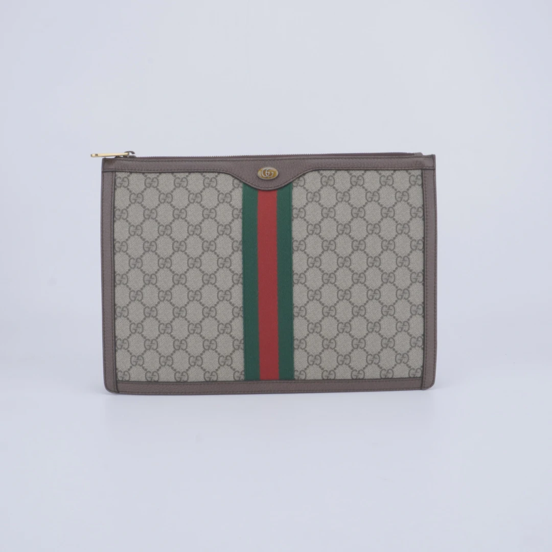 99新  99新古驰gucci Ophidia 老花logo条纹织带手拿包34/24 C727