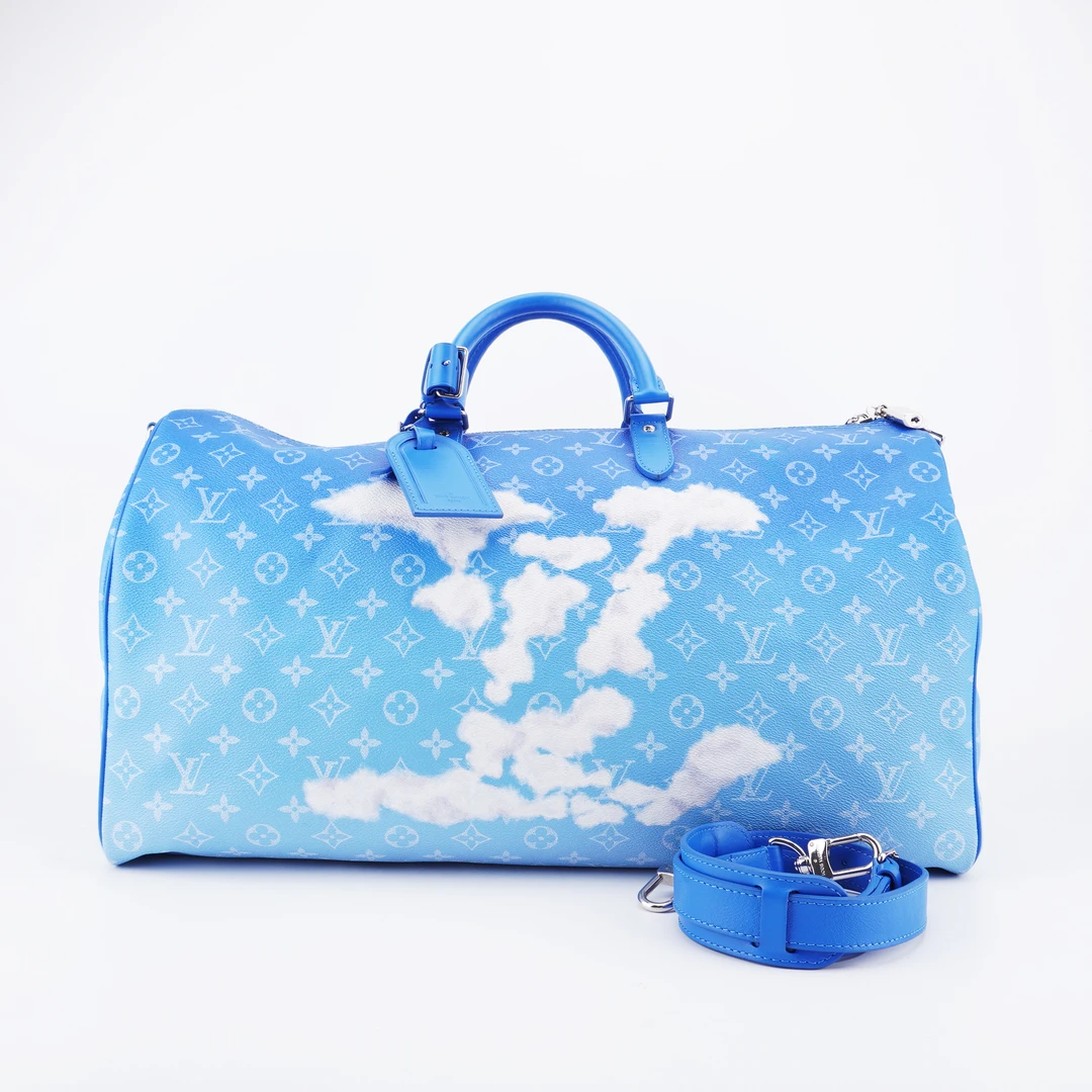 99新  98-99新LV Keepall 50蓝天白云系列旅行袋50/29/22 E238