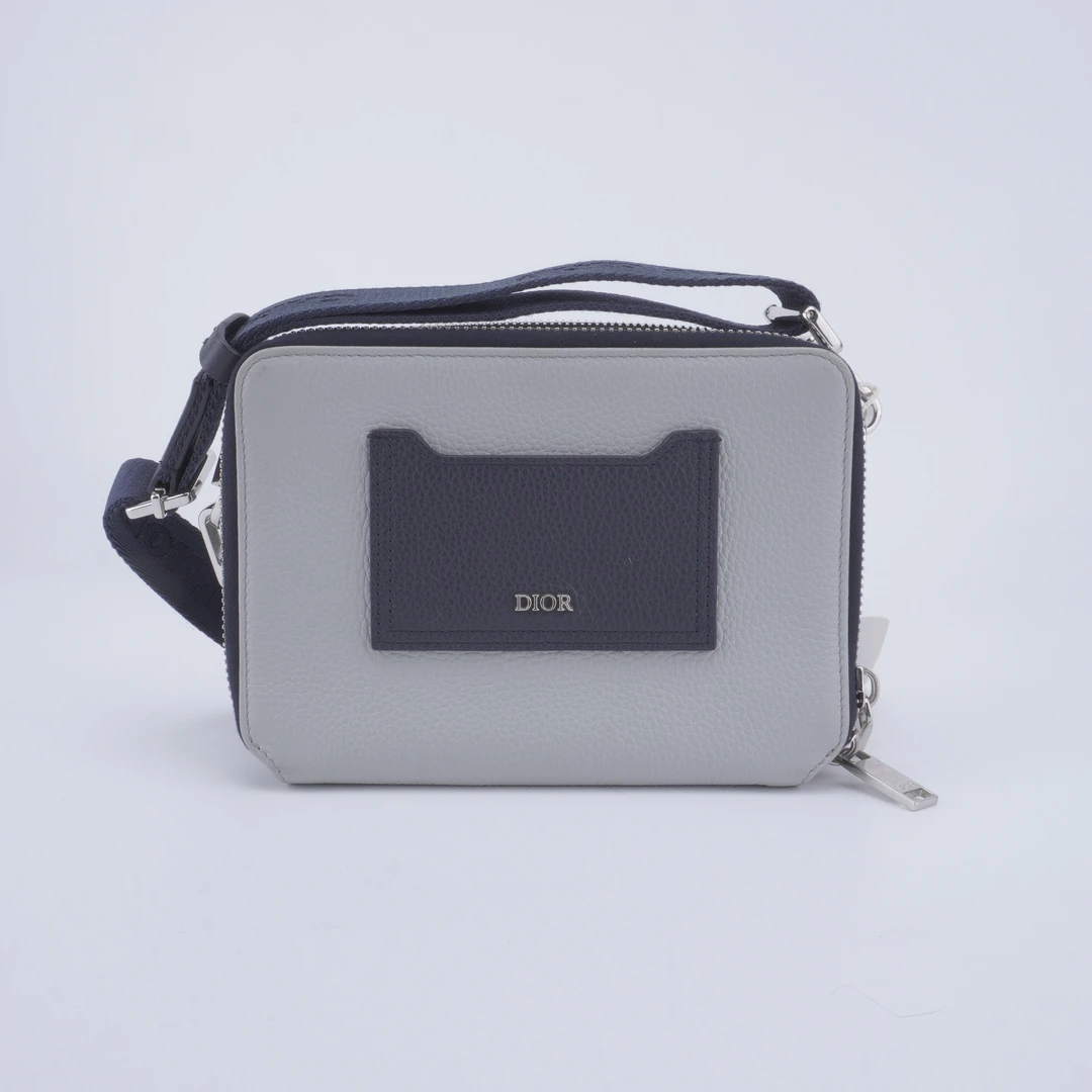 95新 DIOR/迪奥 Dior拼色字母徽标logo粒面牛皮斜挎包C741