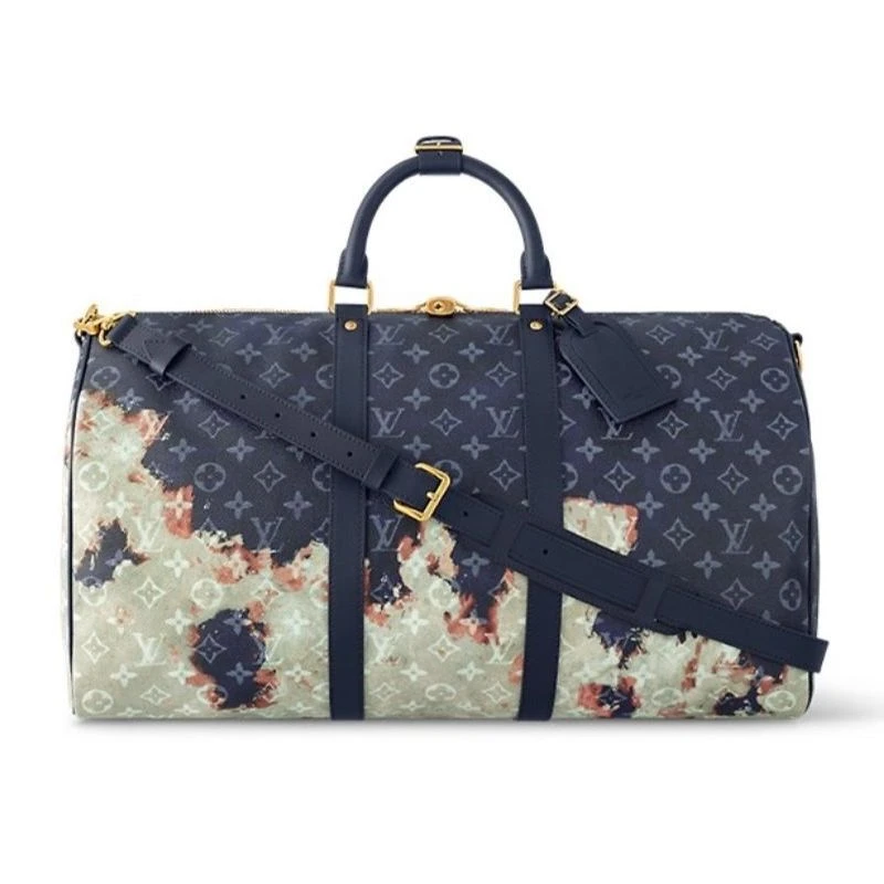 99新 99新LV keepall50火焰款旅行包墨蓝色50/29/23 F174