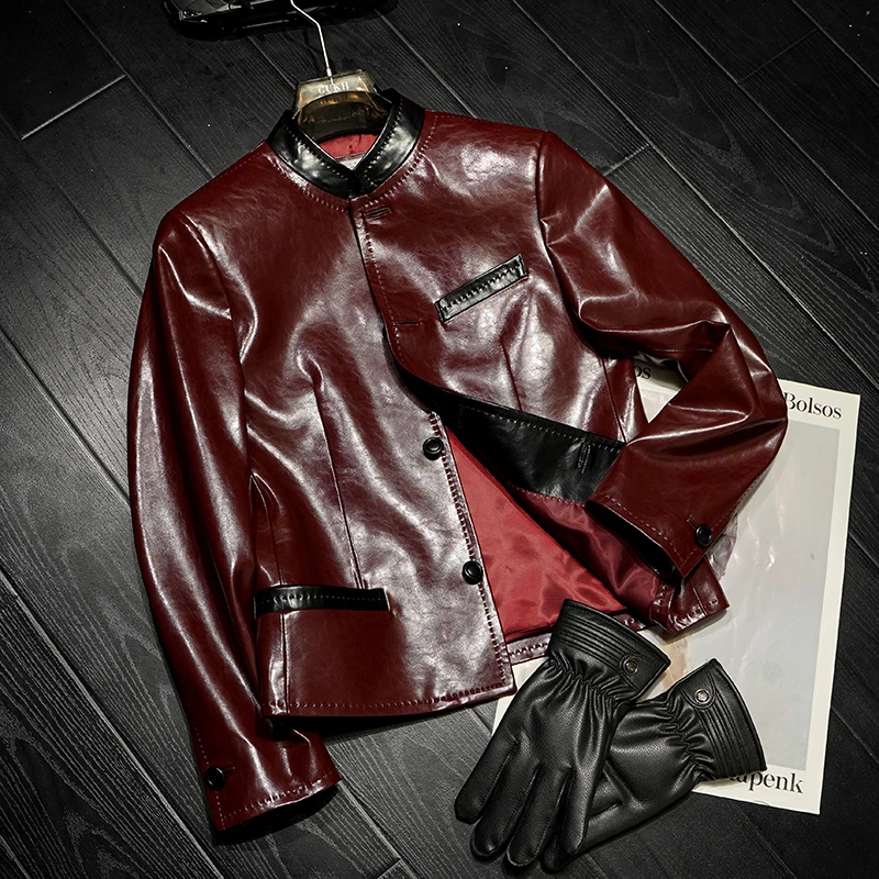 秋季新款真皮皮衣男短款立领皮夹克羊皮时尚休闲外套ZR8057-1昊坤