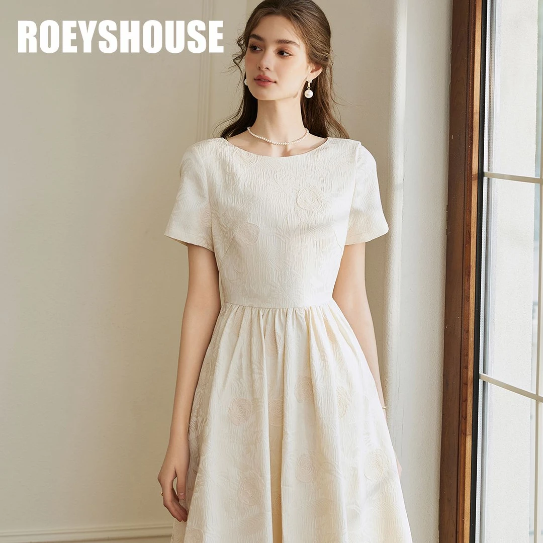 【RH】罗衣新中式中国风提花连衣裙女2024春夏新款优雅简约10258