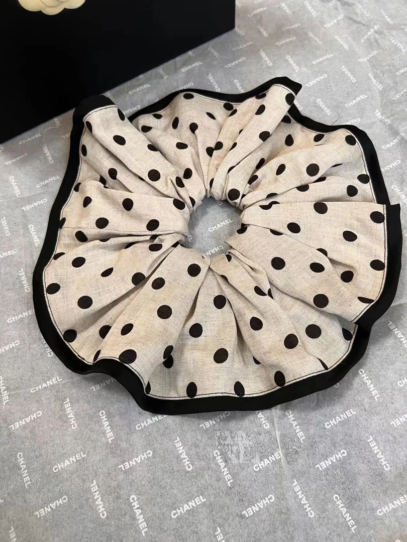 WEIER【天丝麻波点大发圈】韩系洋气气质天丝麻显发量大发圈