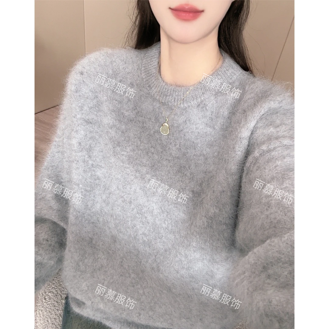 【纯色毛绒套头】简约纯色毛茸茸秋季百搭针织套头衫9032