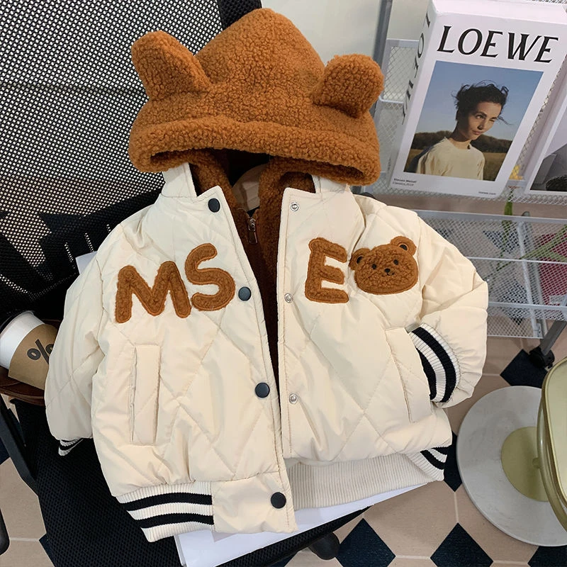 女童加厚棉衣2024秋冬装新款儿童韩版洋气假两件棉服宝宝保暖夹克