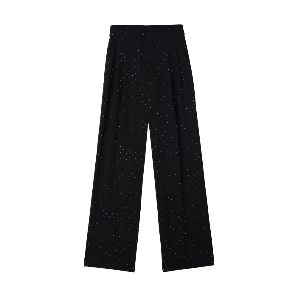 D HK7132：烫钻重工宽松垂感直筒裤