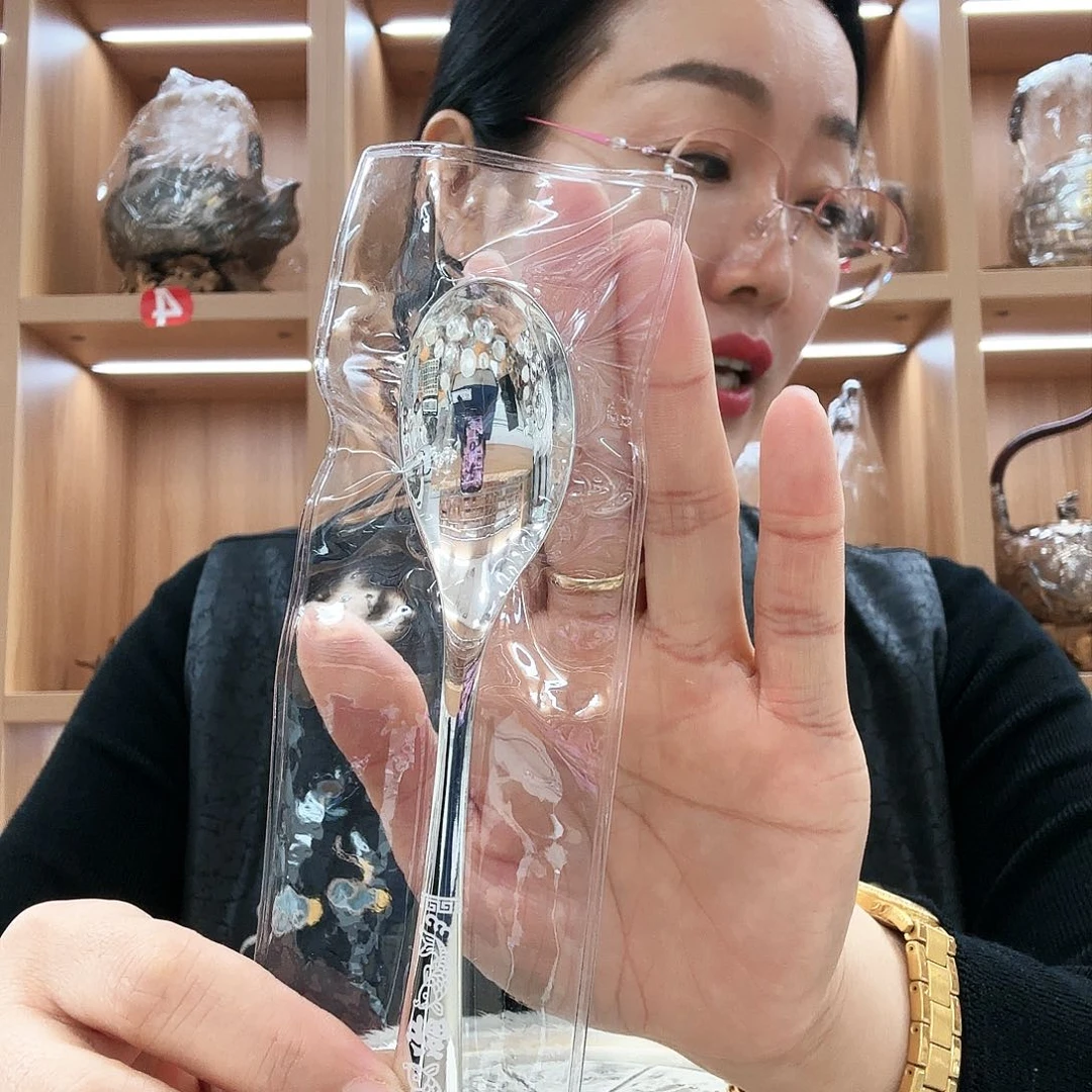 盖碗银勺子一个足银999