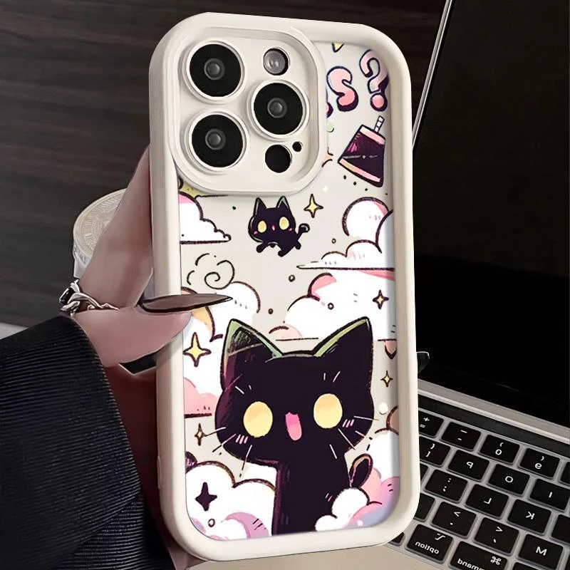 可爱猫咪苹果15手机壳14ProMax软硅胶iPhone13女11全包12防摔78