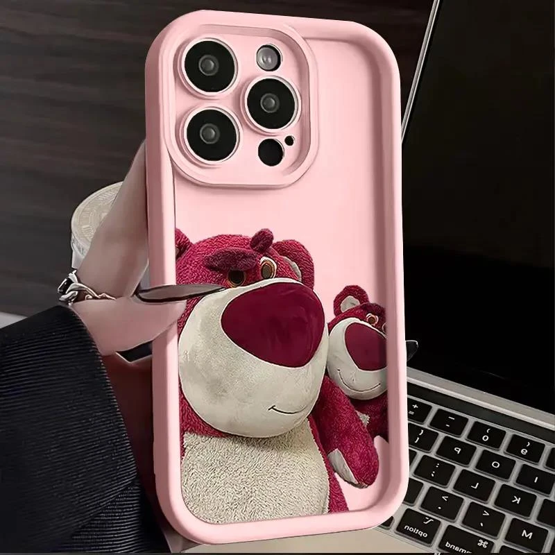 草莓熊iphone15苹果手机壳14promax高级13pro防摔12/11/XSXR78P软
