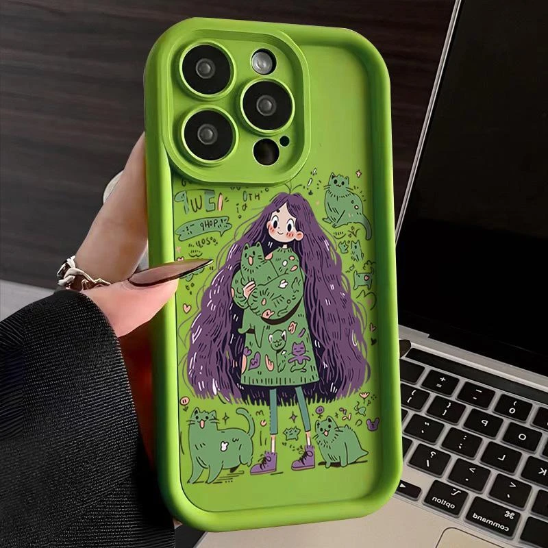 抱猫少女iphone15Pro max/13苹果14手机壳新款女防摔全包12套11xs