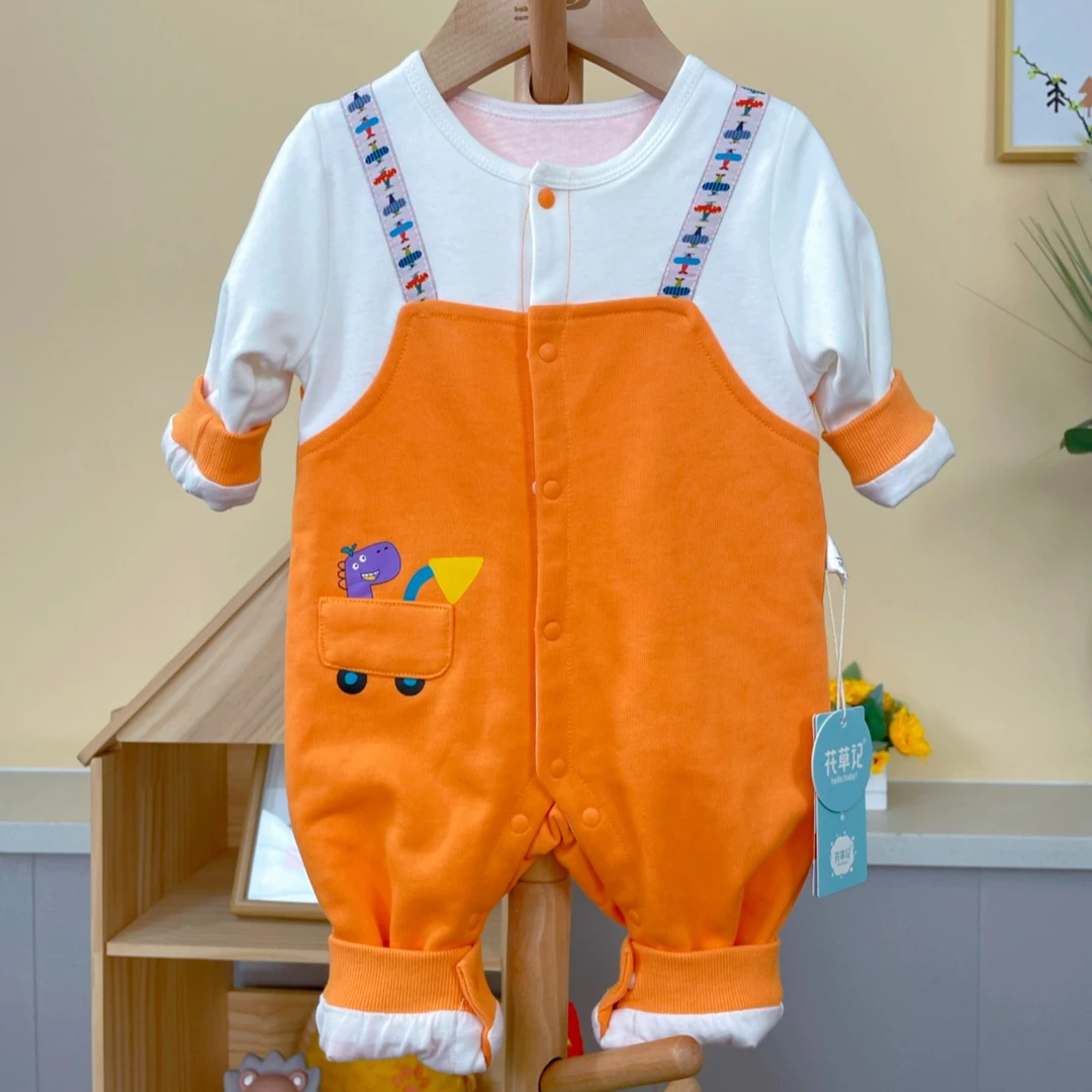 *贝适婴儿恐龙纯棉【双层】连体春装幼儿长爬春秋宝宝外出服（严选）