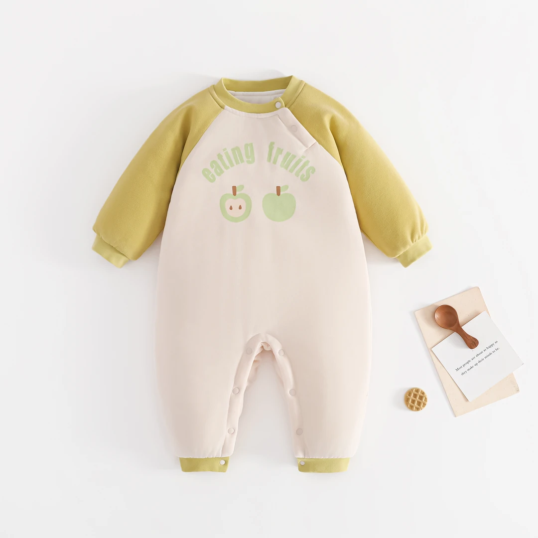 *贝适【果果绿套头款】婴幼儿80克薄棉A类连体衣春季外出服保暖柔软