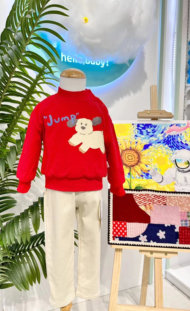 *贝适【小狗南瓜】婴幼儿80克加棉春秋肩扣外出服印花保暖