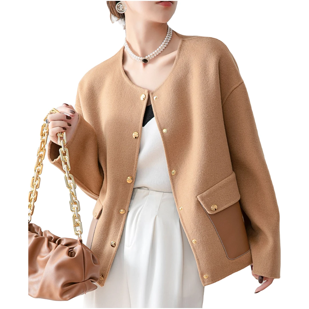 【初恋】小香风短款雅丹风秋冬季小个子气质羊毛外套23625